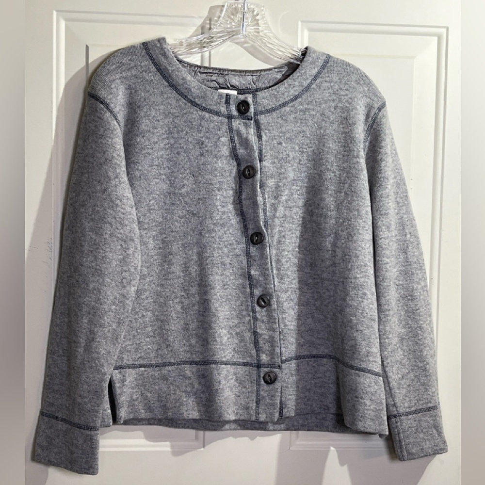 J.Jill Gray Button Front Sweater Jacket Wool Blen… - image 1